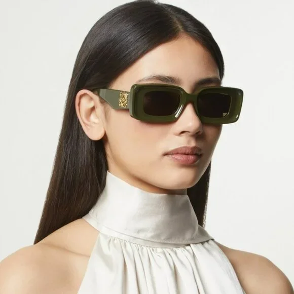 Loewe ANAGRAMLW40101I 96E WomenBRAND NEW Sunglasses Green Brown Rectangular